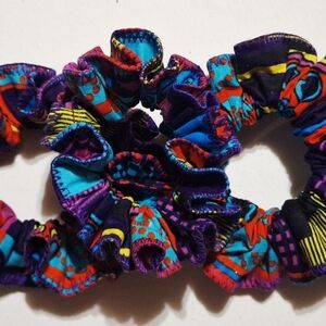 Set Of 3 Colorful Large Sized African Print Patterned Scrunchies